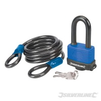 Looped Steel Security Cable & Weatherproof Padlock 1.8m